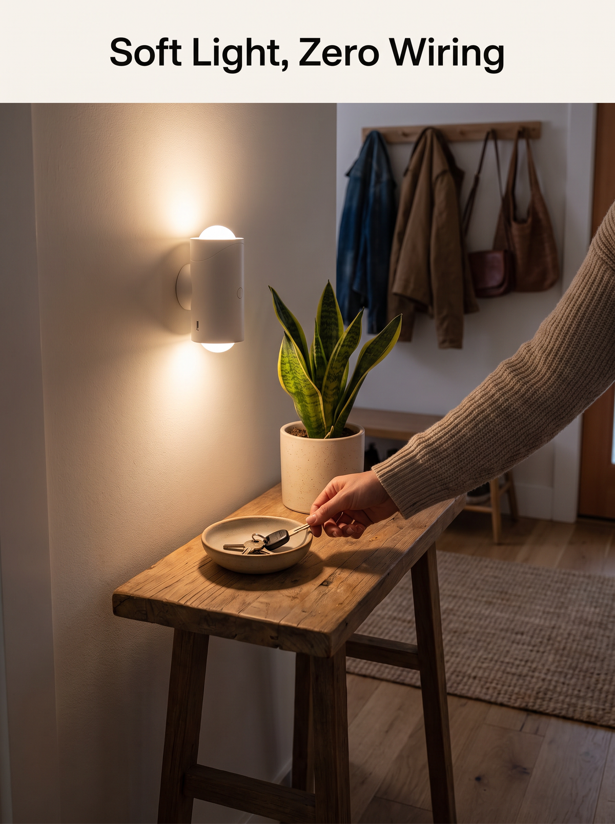 Laurent Well Rechargeable LED Wall Light, Multi-Color Strobe, Soft Light, Zero Wiring