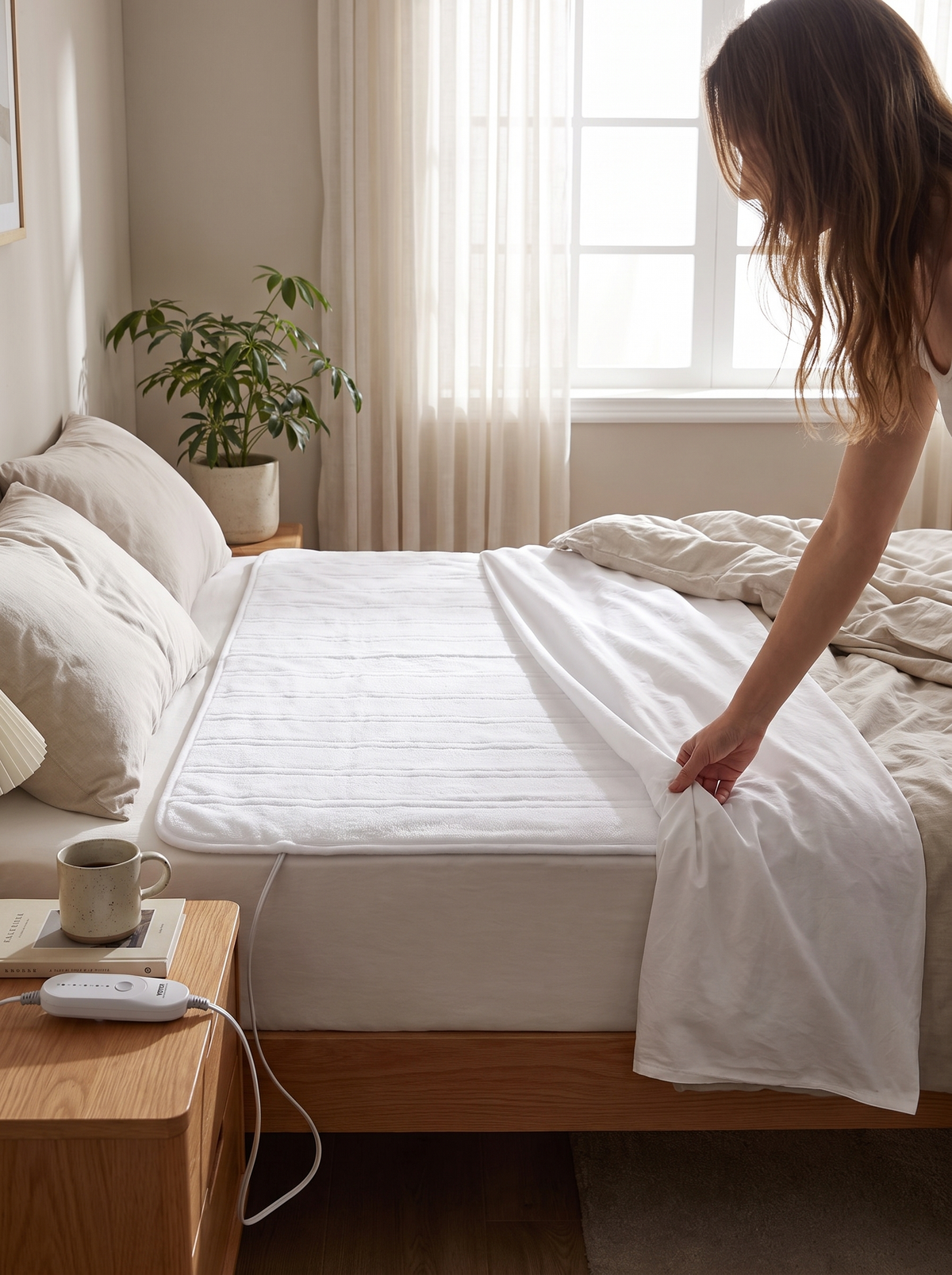 Laurent Well Heated Mattress Pad, Coral Fleece, 39 x 75 In, Simple to Live With