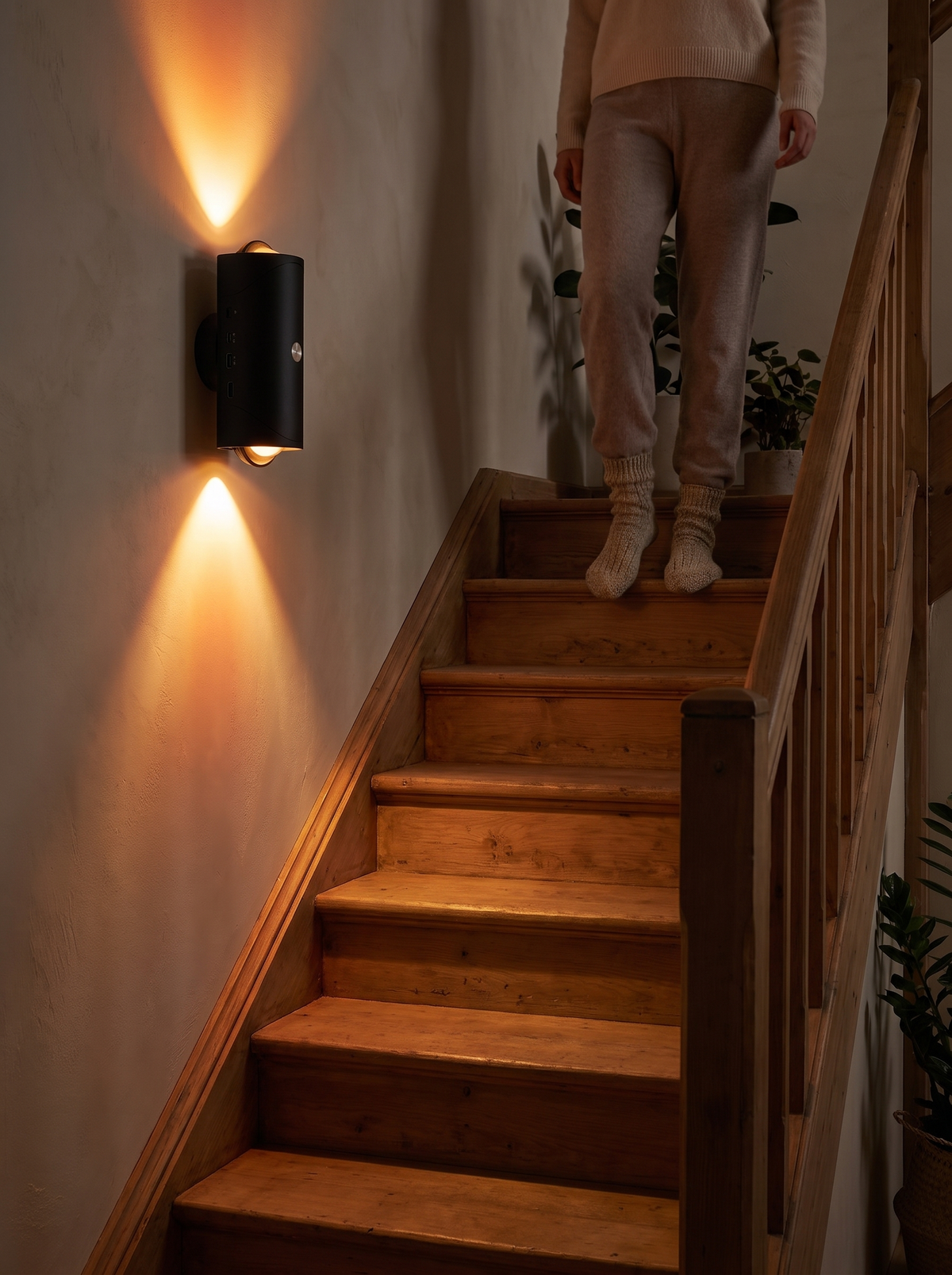 Laurent Well 7-Color Motion Sensor Stair Light, Rechargeable, Every Step, Softly Lit