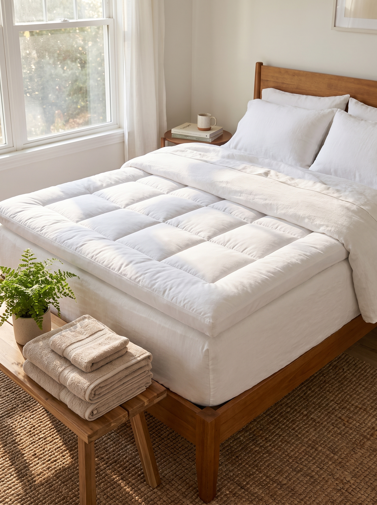 Laurent Well Full Mattress Topper Pad, Gray, Guest Ready Comfort