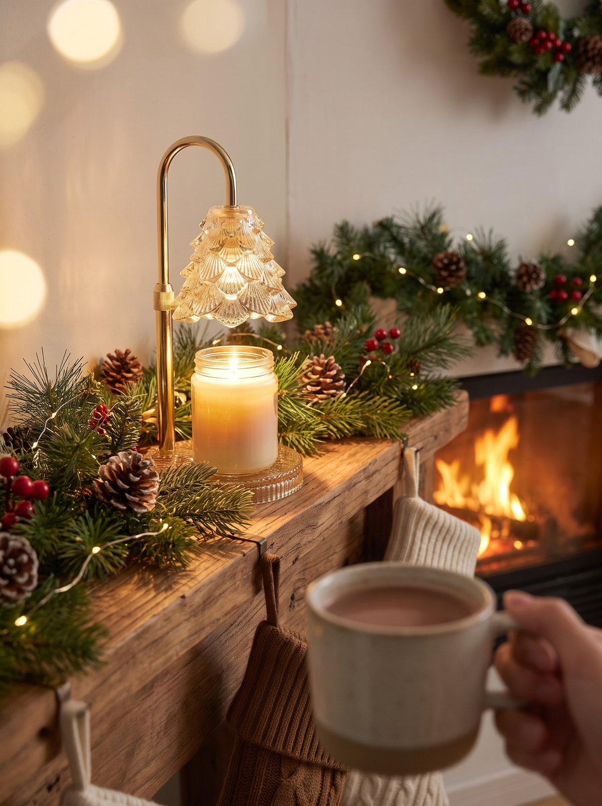 Laurent Well Tree-Shaped Candle Warmer Lamp with Dimmer, Fragrance With a Festive Glow