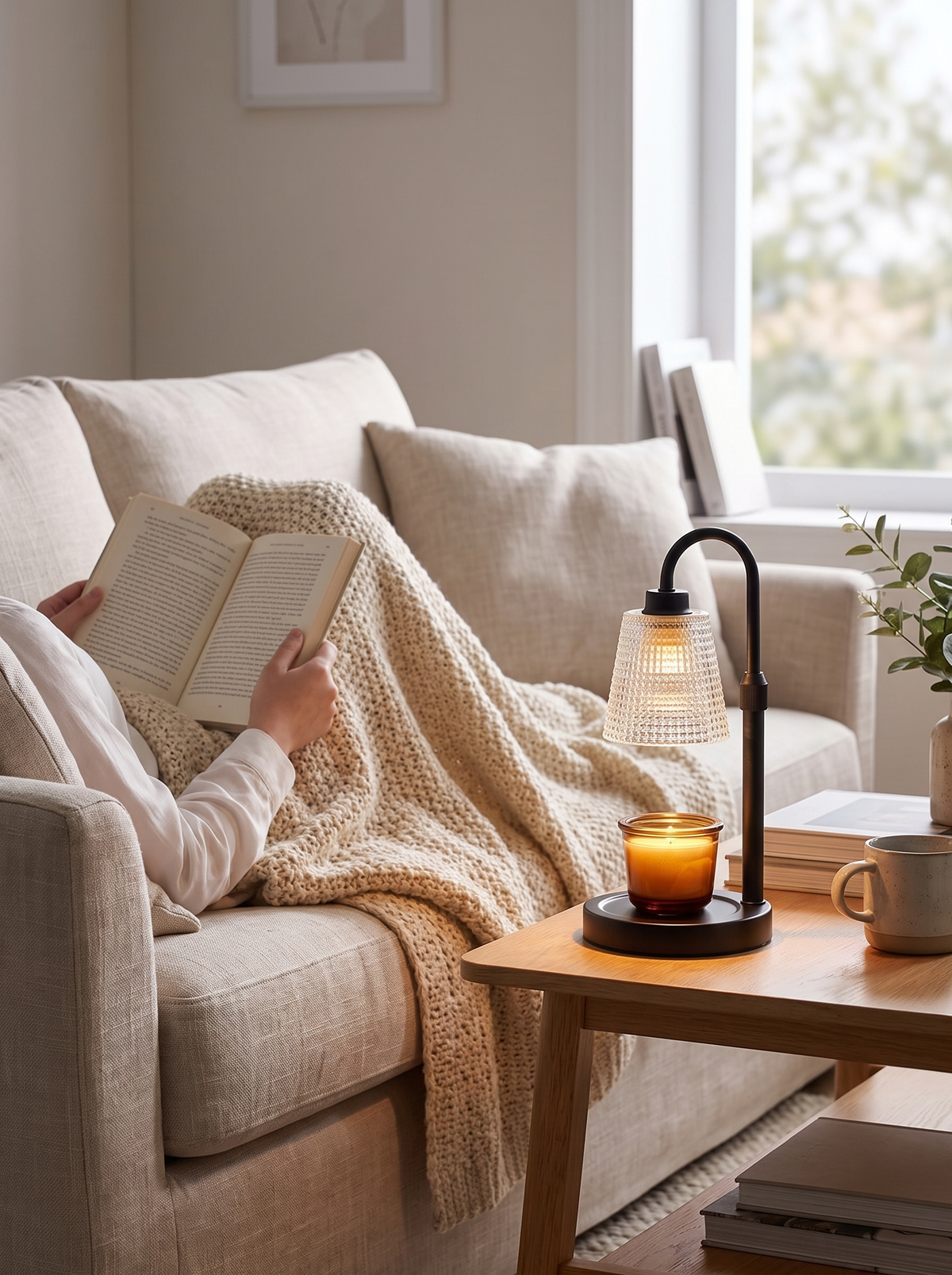 Laurent Well Candle Warmer Lamp with Timer, Black & Glass, Your Candles Last Longer