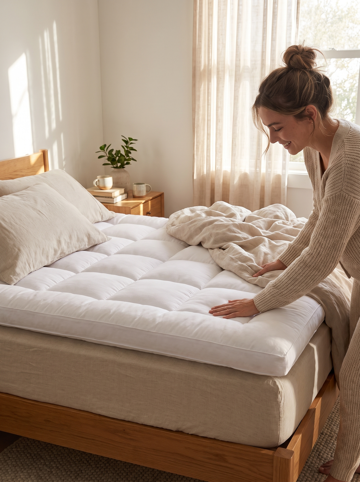 Laurent Well Queen Mattress Topper Pad, Gray, Everyday Upgrade