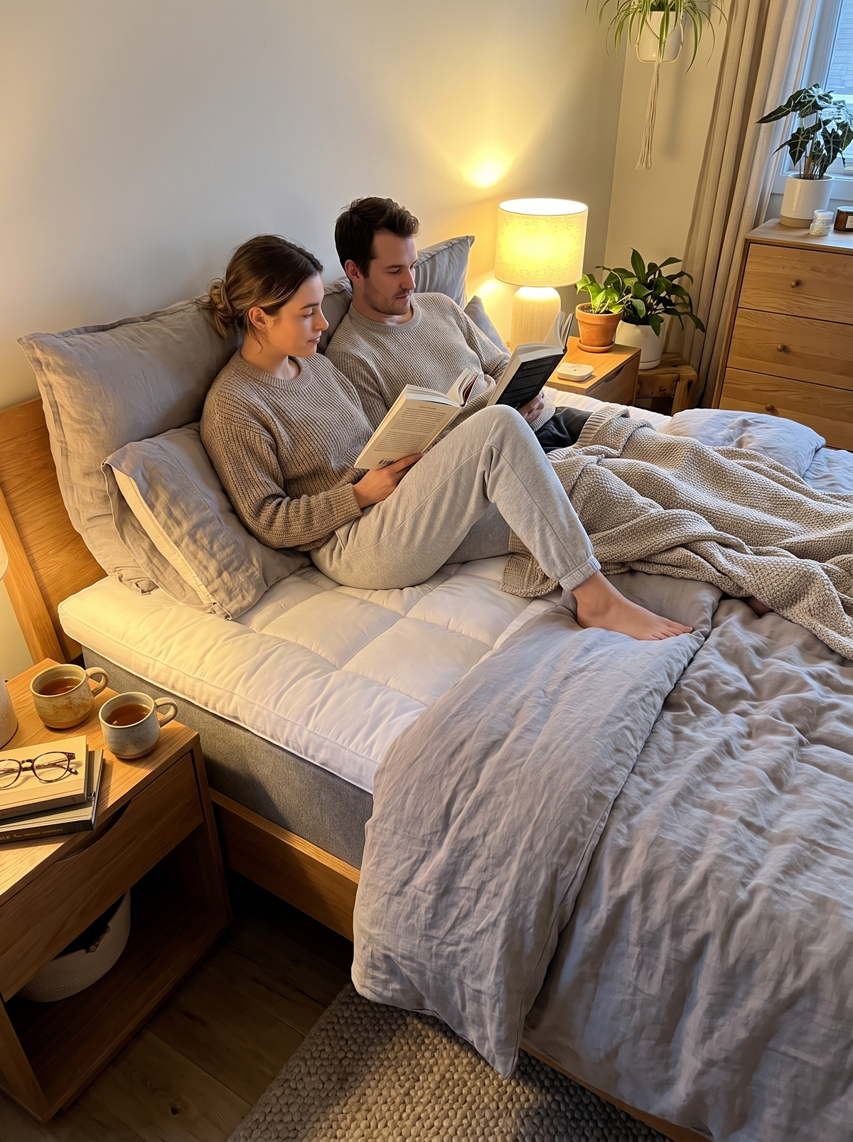 Laurent Well Queen Mattress Topper Pad, Gray, Comfort For Two