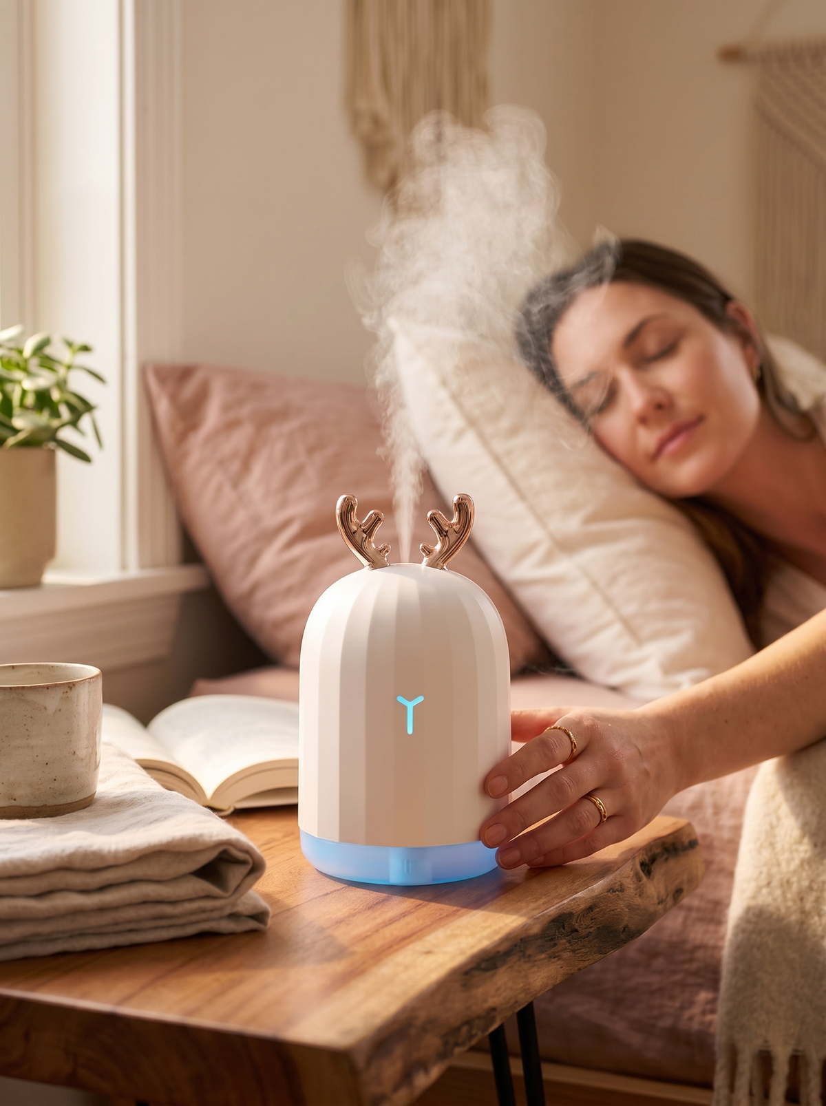 Laurent Well Deer Ultrasonic Cool Mist Humidifier, 220ml, Quiet Mist For Rest