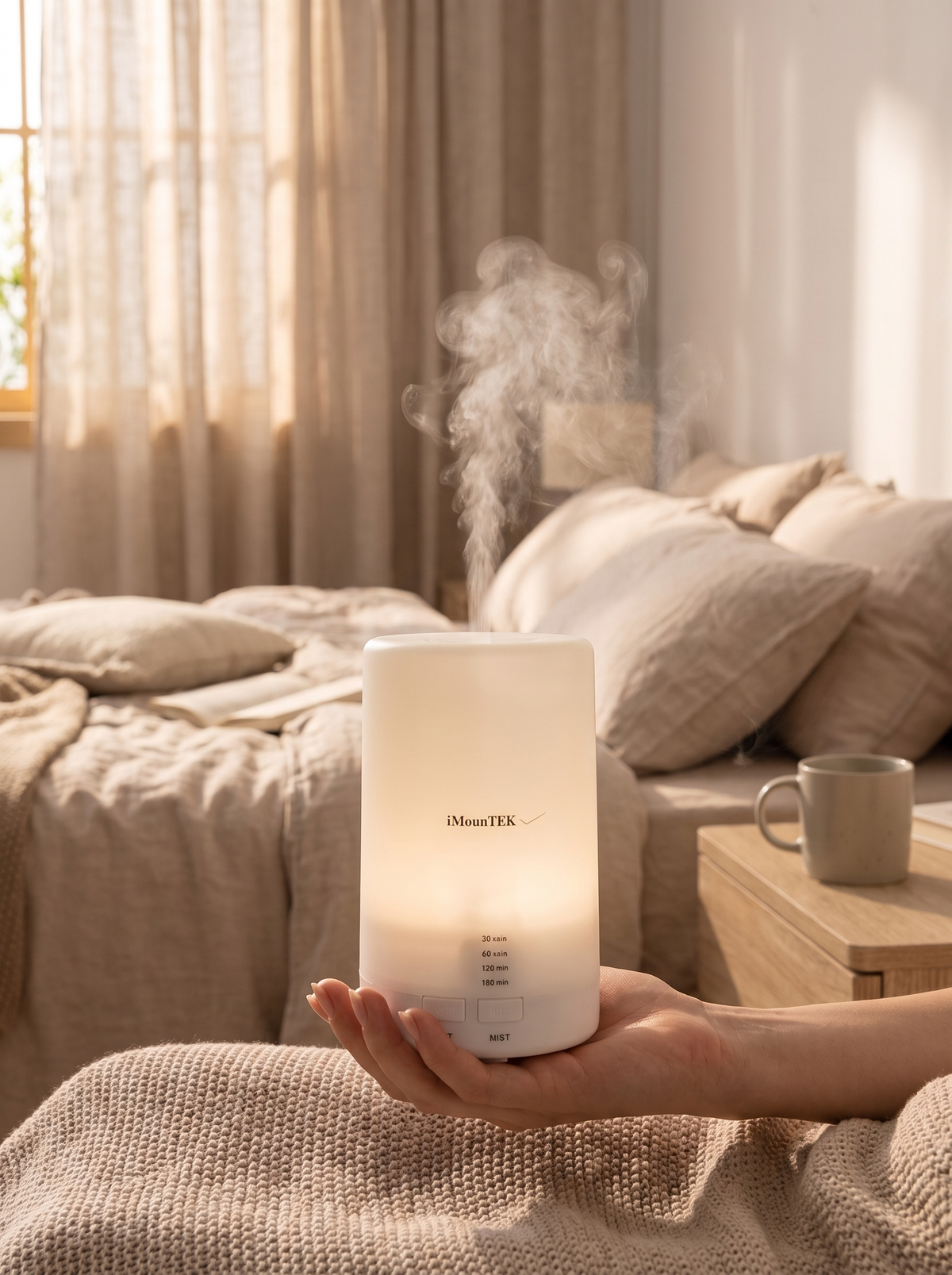 Laurent Well Mini Cool Mist Diffuser with 7 LED Colors and Timer, Peace In Your Palm