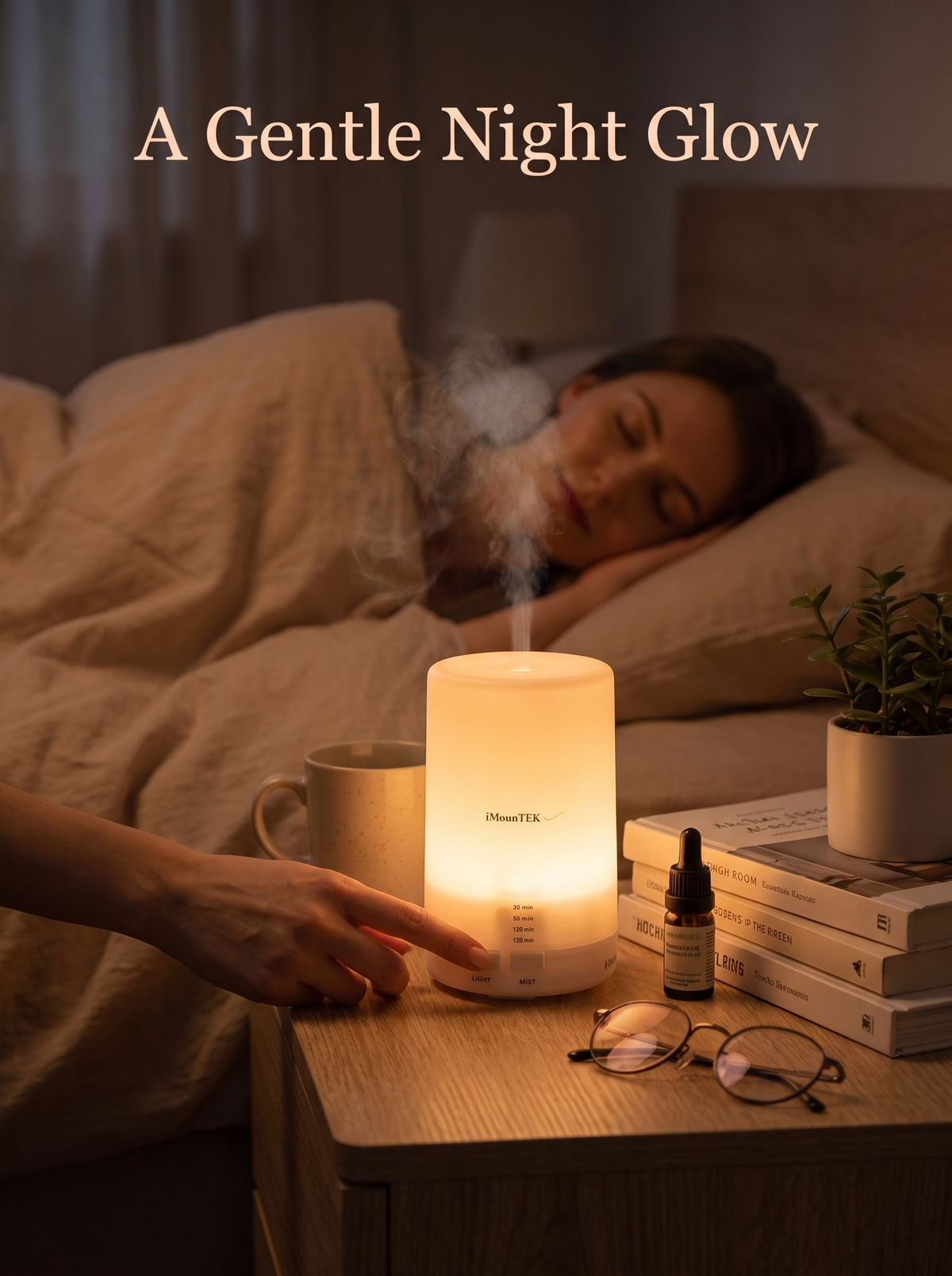 Laurent Well Mini Cool Mist Diffuser with 7 LED Colors and Timer, A Gentle Night Glow