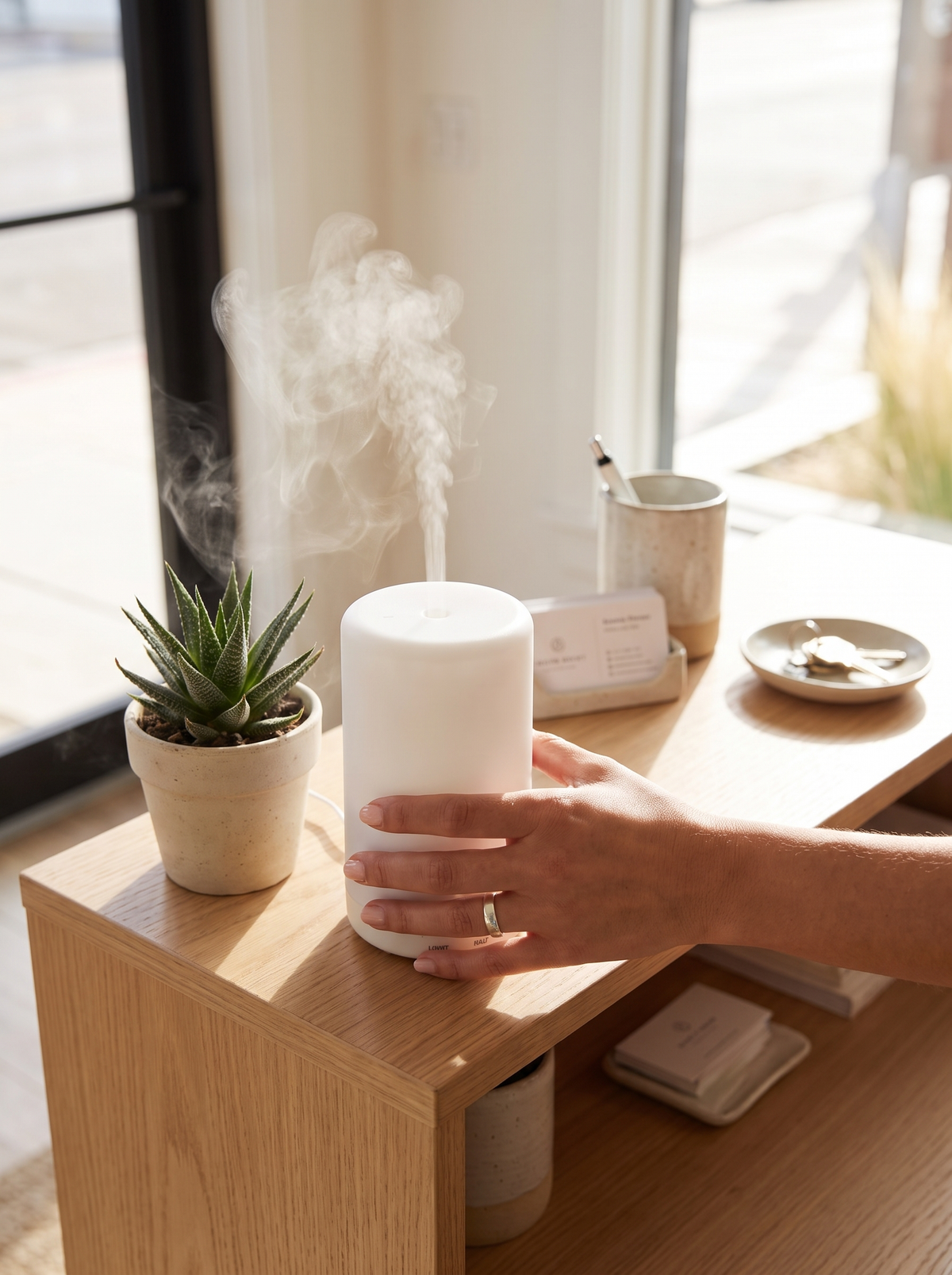 Laurent Well Compact Aroma Diffuser with Colorful Lights, White, Easy To Move