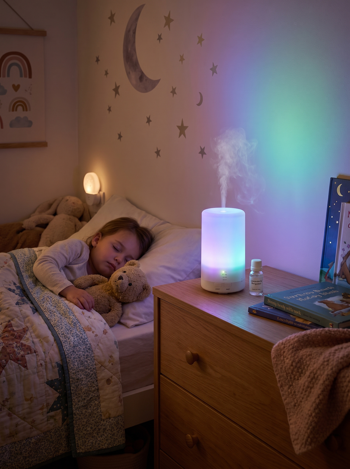Laurent Well Compact Aroma Diffuser with Colorful Lights, White, Colors That Soothe