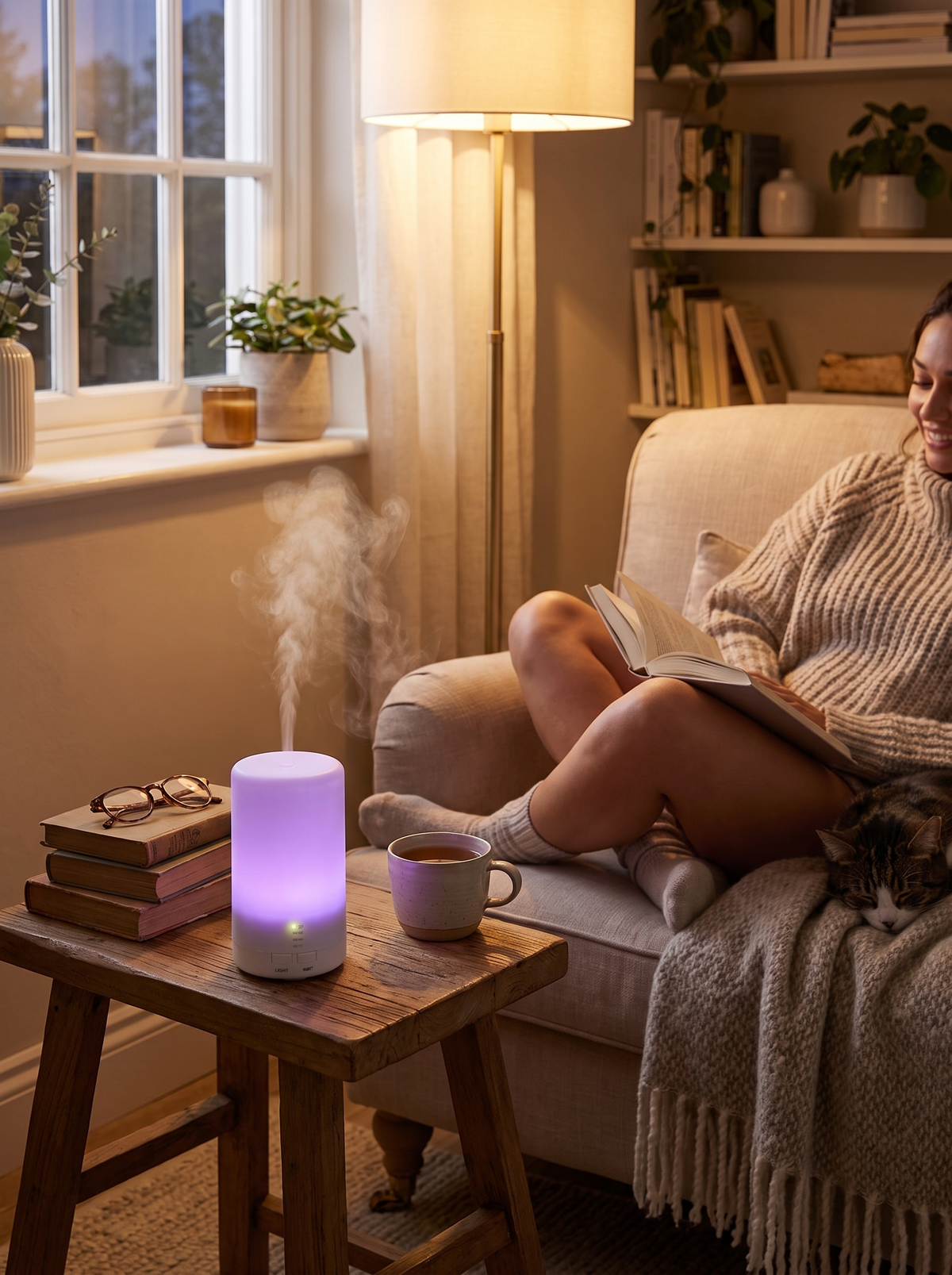 Laurent Well Compact Aroma Diffuser with Colorful Lights, White, Your Calm Corner