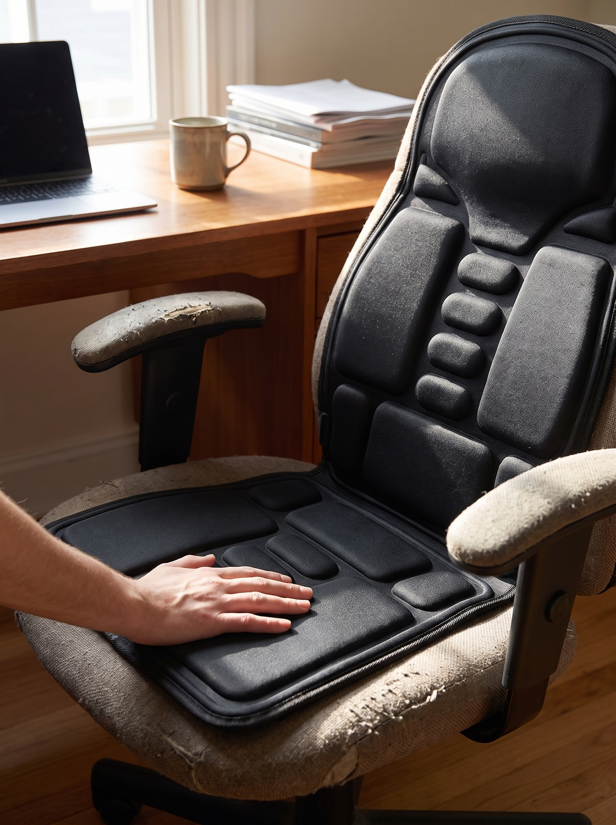 Laurent Well Vibrating Massage Seat Cushion with Heat, Black, Flat, Soft, Supportive