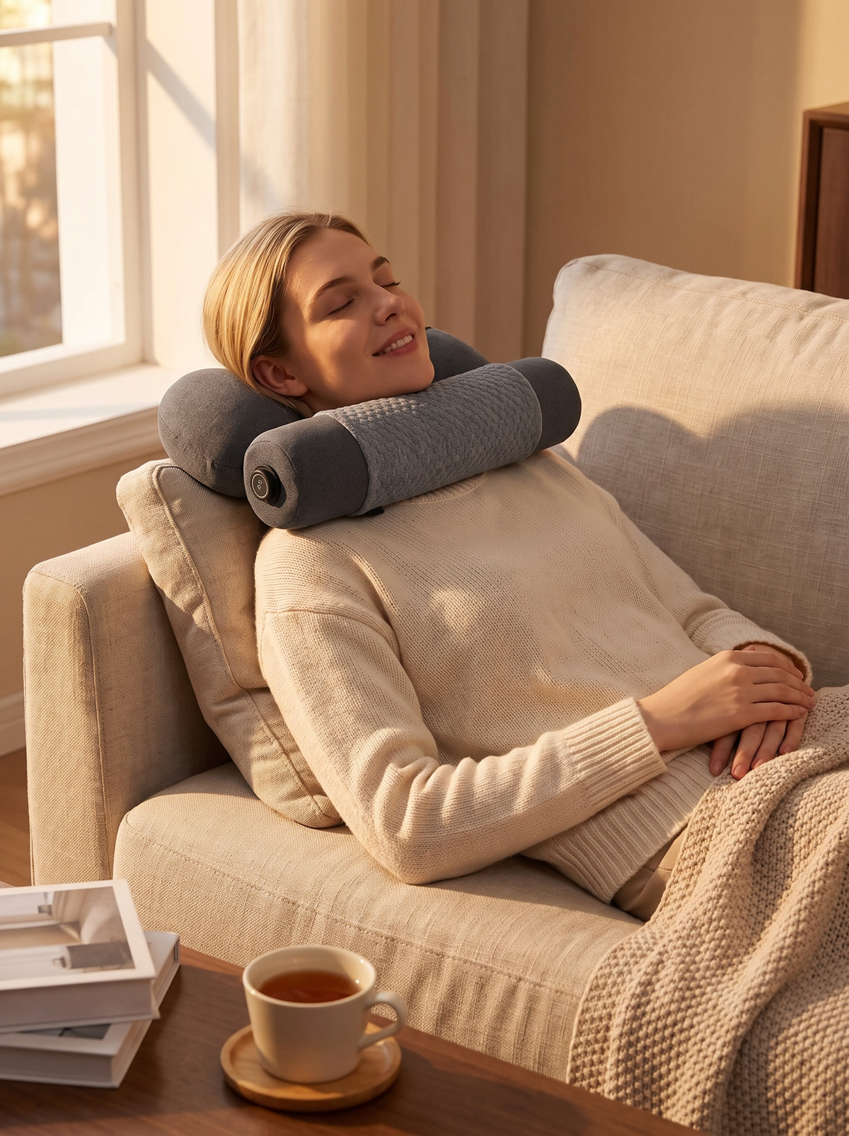 Laurent Well Heated Memory Foam Neck Pillow, 3 Heat Settings, Warmth Around Your Neck
