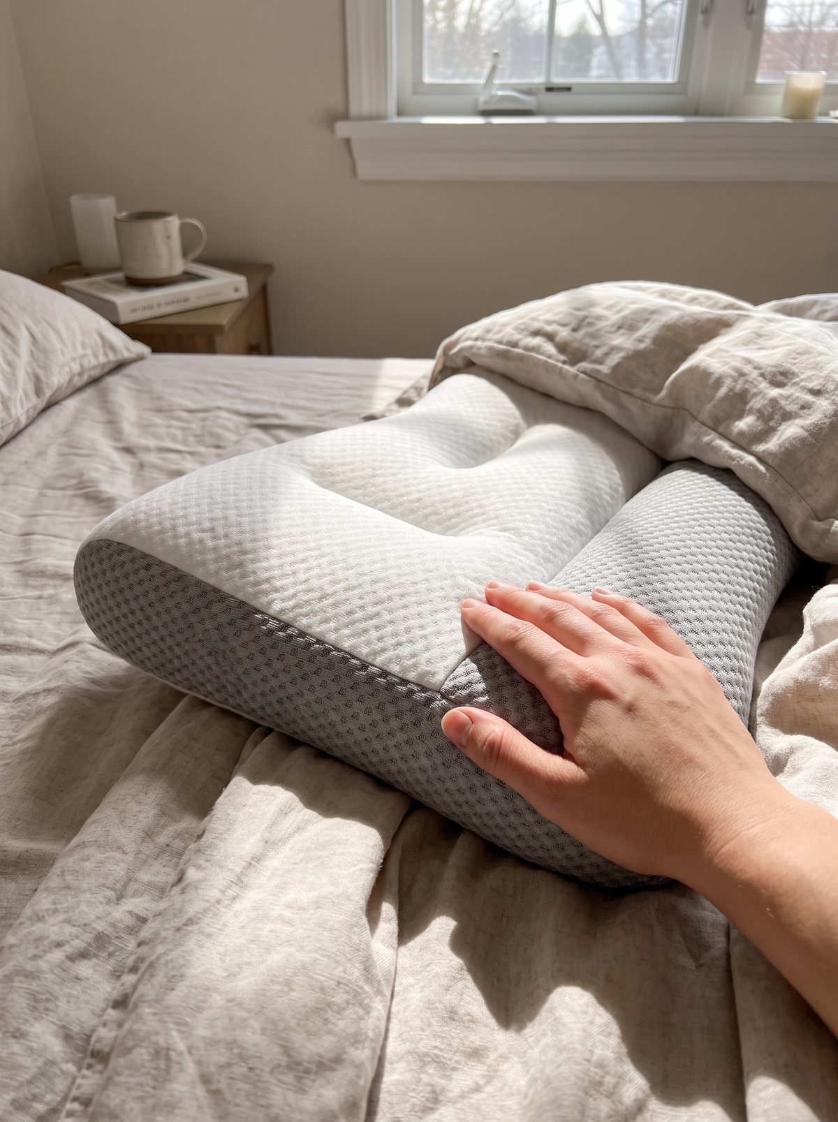 Laurent Well Dual-Height Ergonomic Pillow for Side Sleepers, Fresh Through Warm Nights
