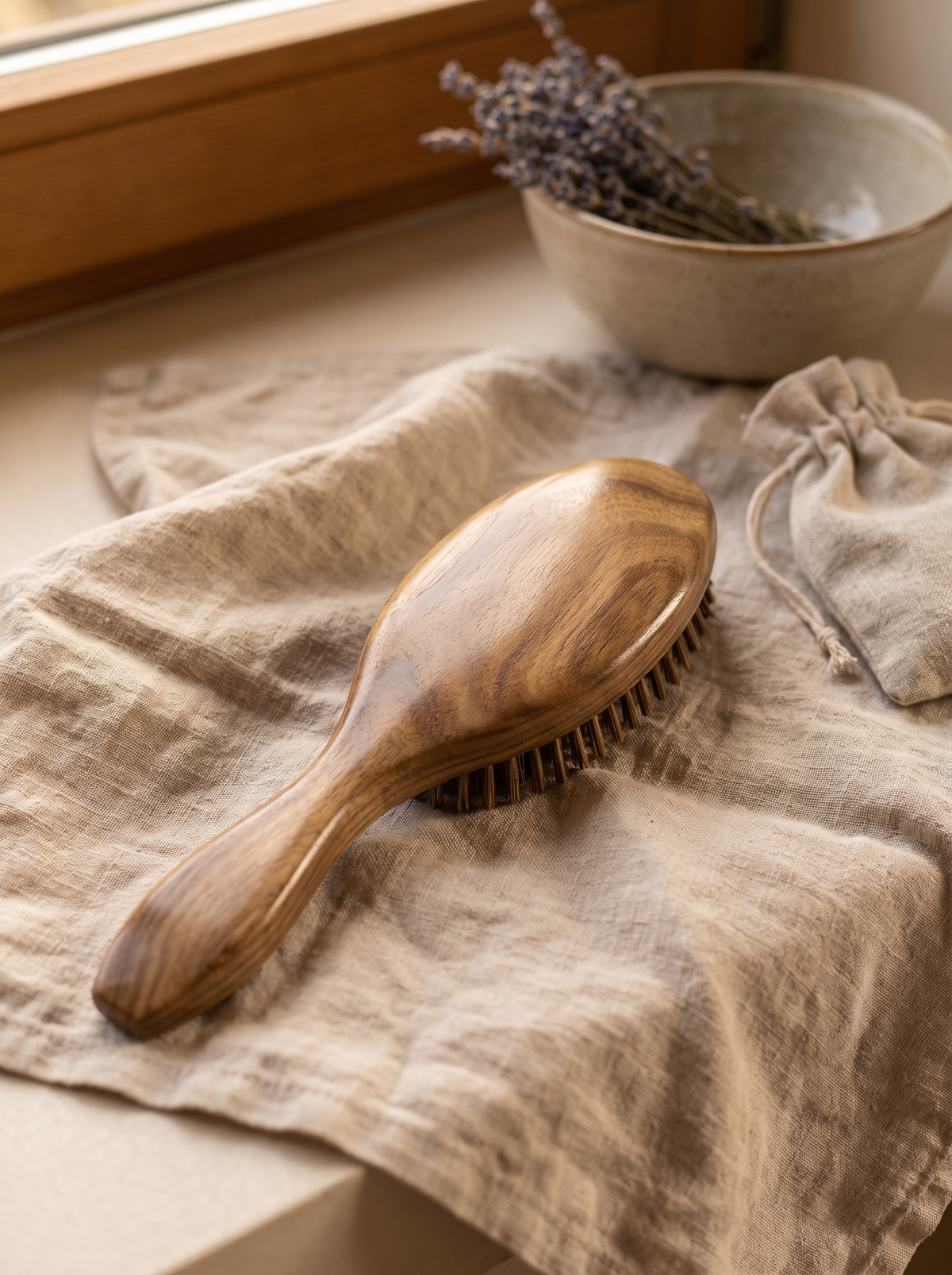 Laurent Well Green Sandalwood Scalp Massage Comb, Wood With Character