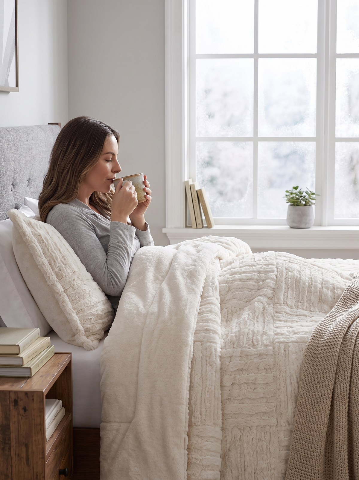 Laurent Well Faux Fur Down Alternative Comforter Set, Full/Queen, Sink Into Something Soft