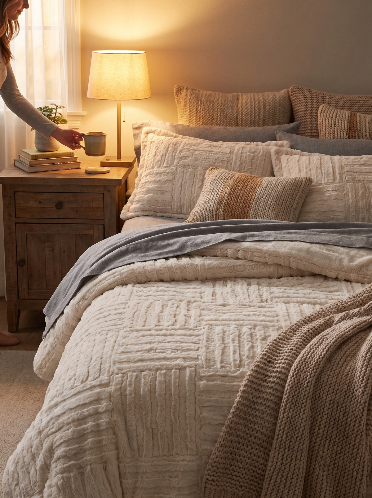 Laurent Well Faux Fur Down Alternative Comforter Set, Full/Queen, Made for Cold Nights