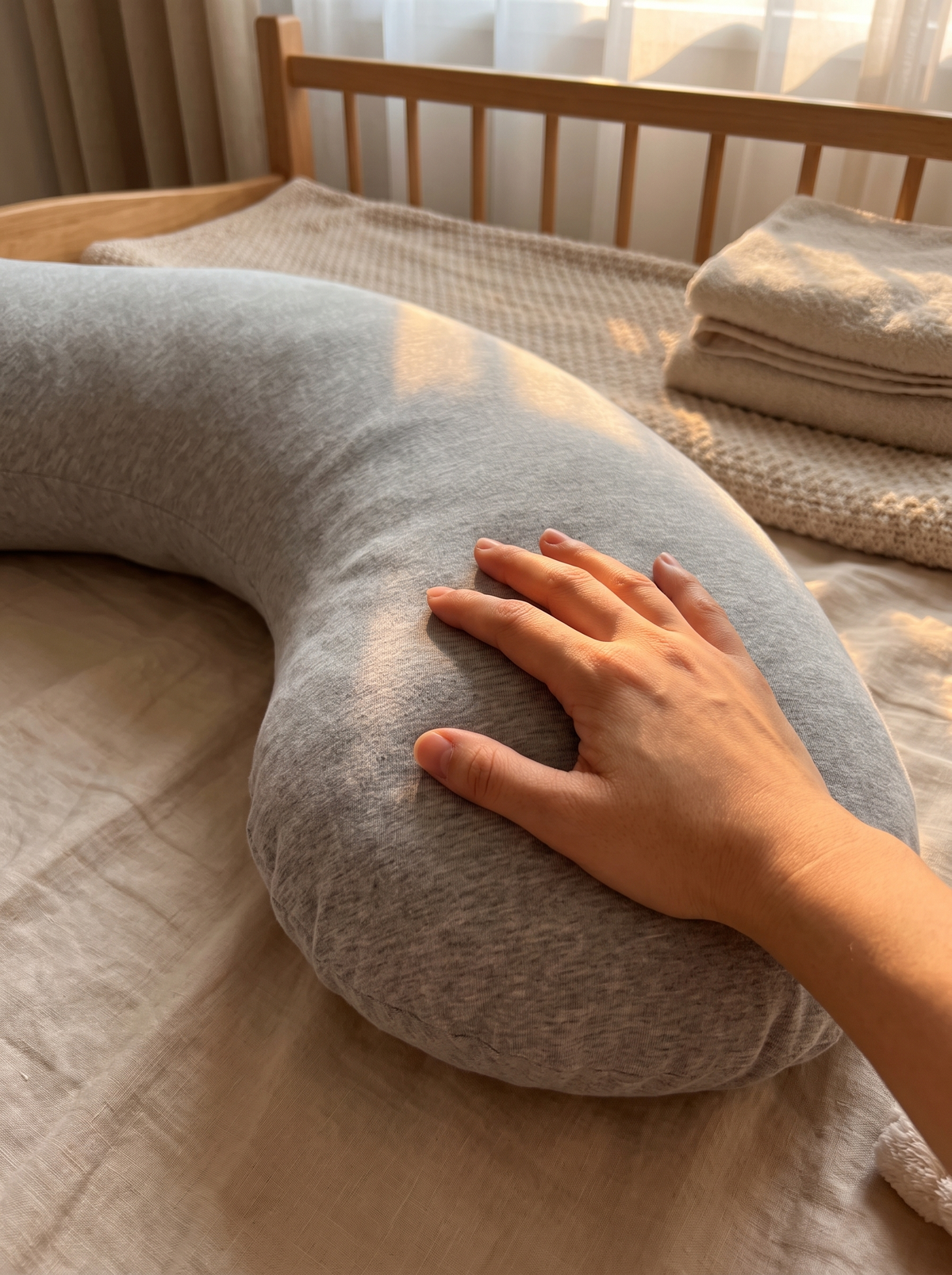 Laurent Well L-Shaped Pregnancy Pillow for Side Sleeping, Cloud Soft, Still Supportive