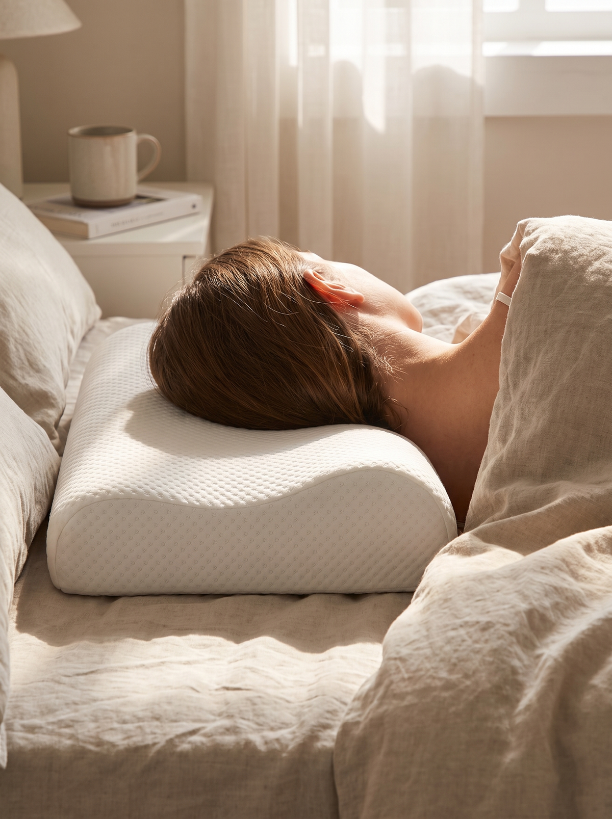 Laurent Well Contour Memory Foam Pillow 2-Pack, Washable Cover, Shaped Around Your Neck