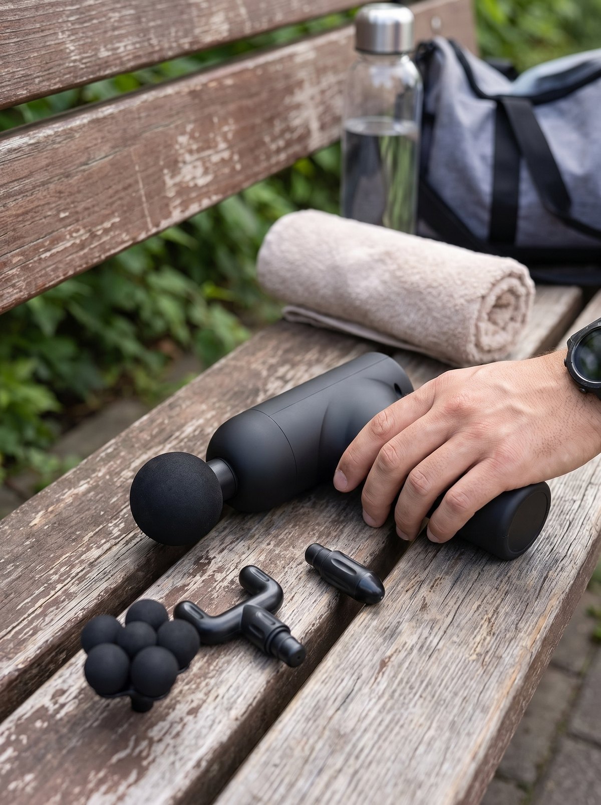 Laurent Well Mini Massage Gun with 6 Speeds & 5 Heads, Black, The Right Head for Every Area
