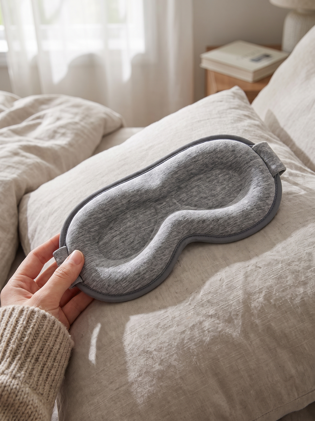 Laurent Well Weighted Sleep Mask, 3D Blackout Contoured, Soft, Settling Weight