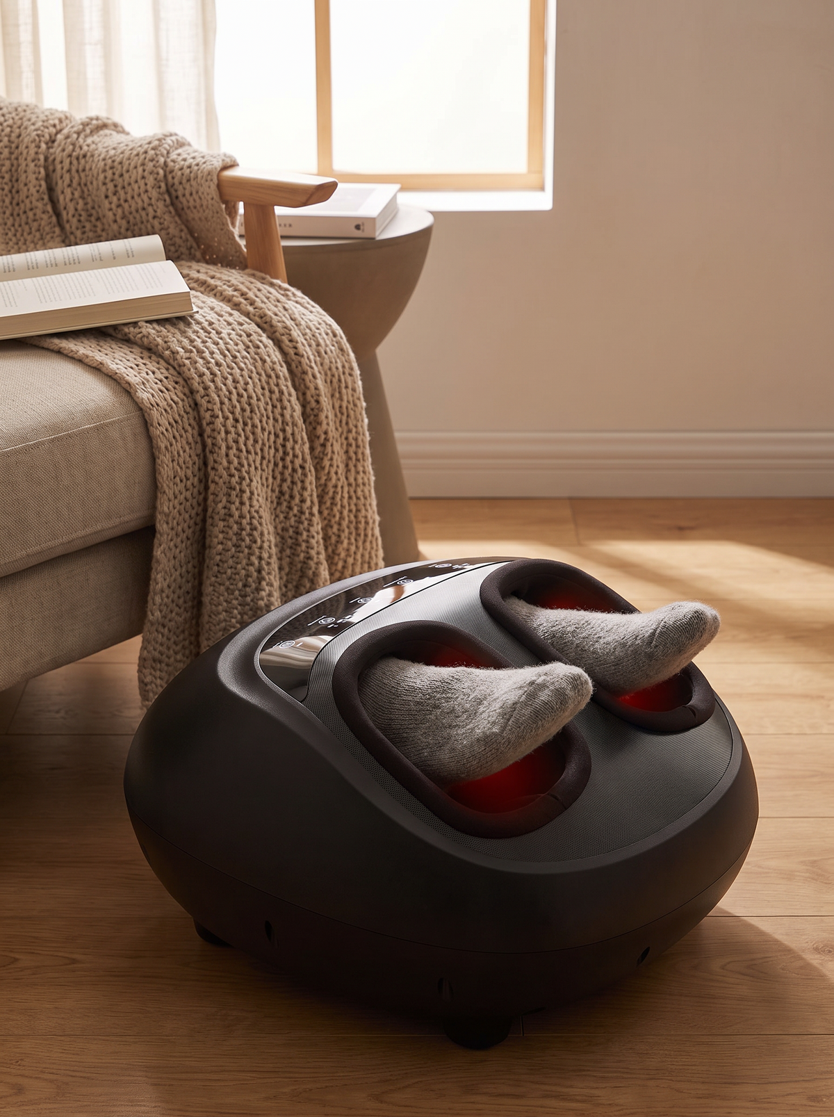 Laurent Well Deep Kneading Foot Massager Machine with Heat, A Gentle Wrap Around Squeeze