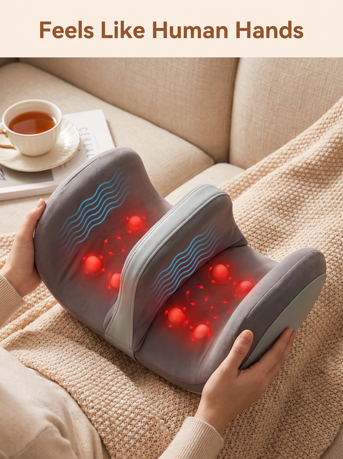 Laurent Well 3-in-1 Heated Foot and Back Massager with Kneading, Feels Like Human Hands