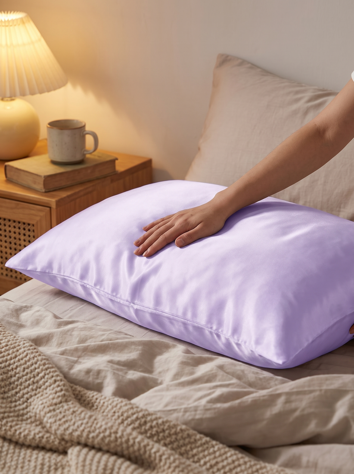 Laurent Well 75D Satin Pillowcase - Queen and King, 14 Colors, Kind to Skincare and Lashes