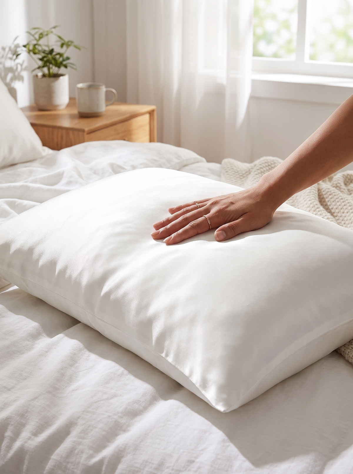 Laurent Well Mulberry Silk Pillowcase - Standard 20 x 26, White, Wake Up Looking Fresh