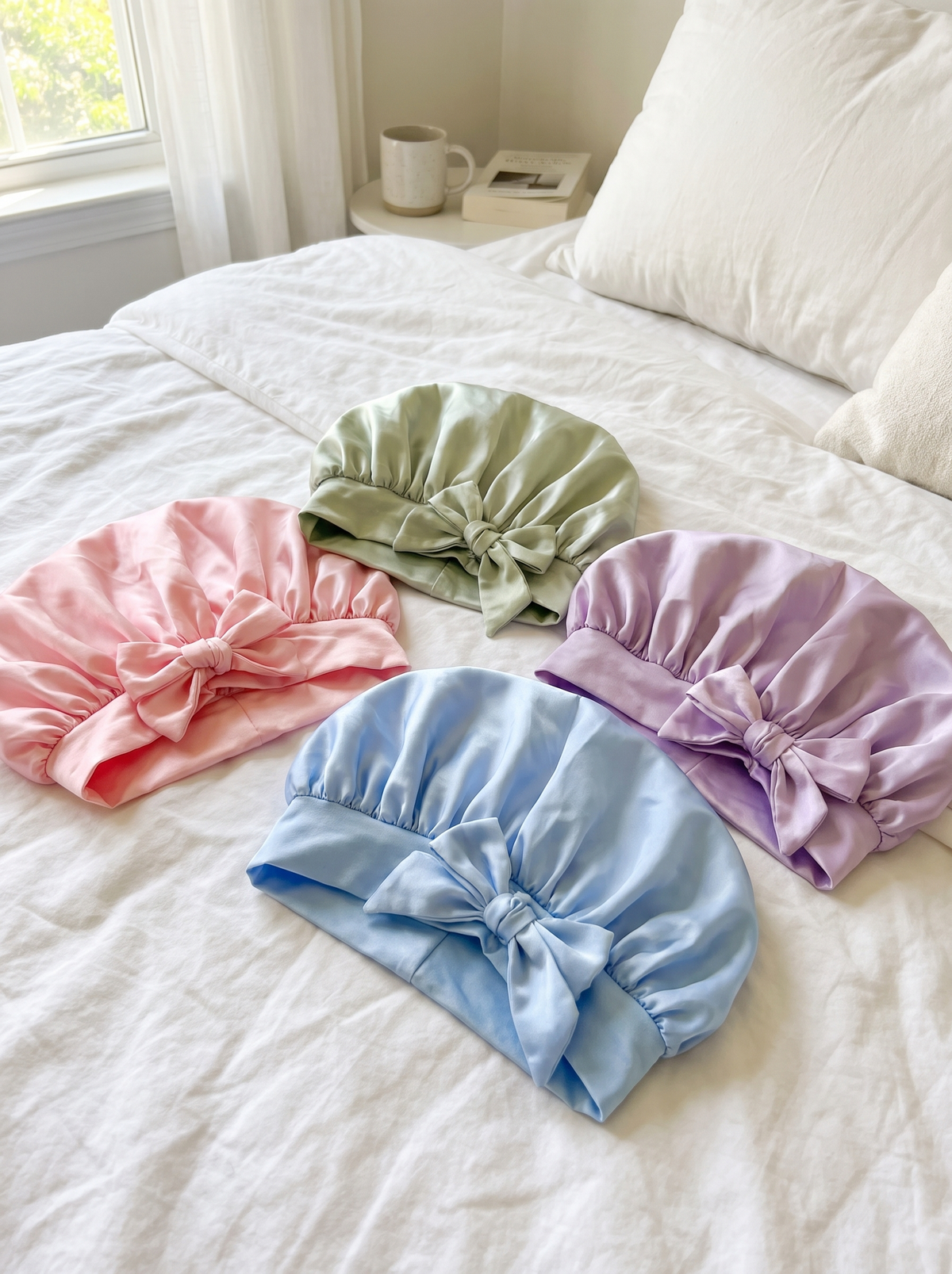 Laurent Well Satin Sleep Bonnet for Curly Hair - 4 Colors, Four Colors for Every Mood