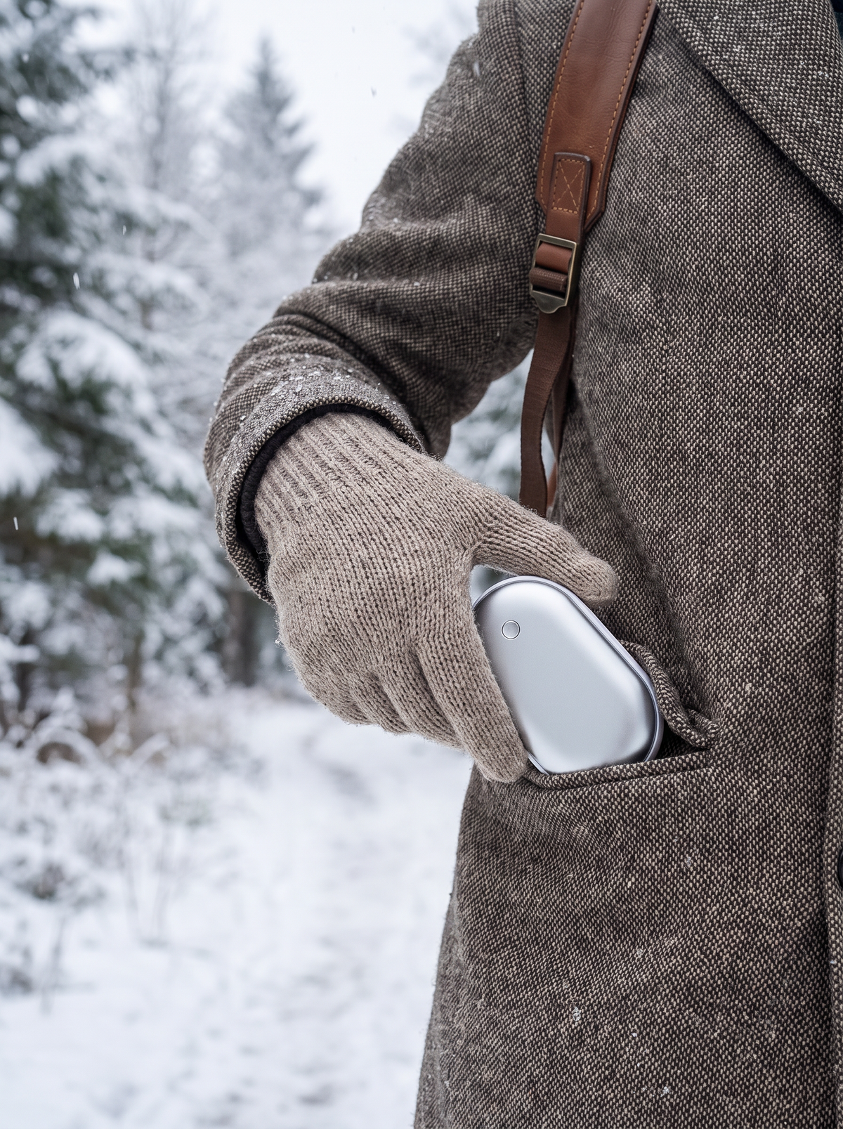 Laurent Well Double-Sided Hand Warmer & Phone Charger, Silver, Polished Enough for Every Day