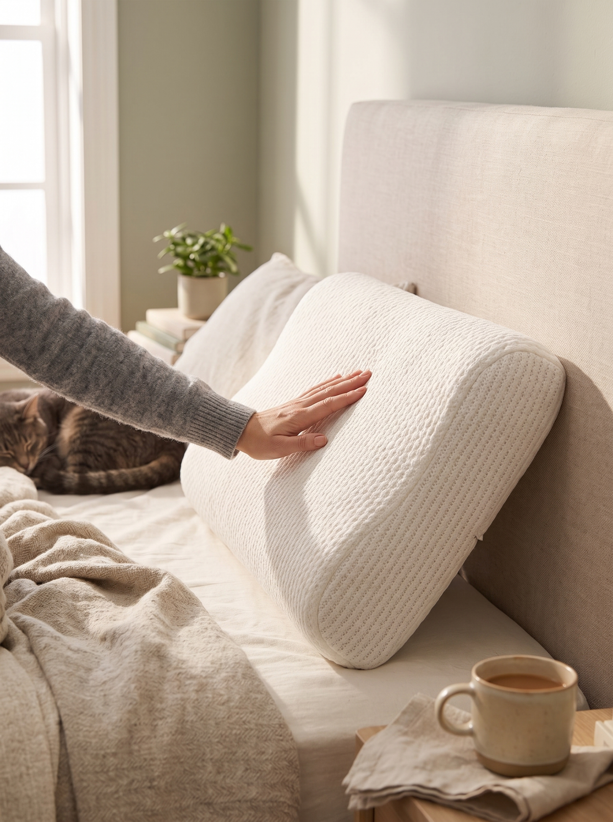 Laurent Well Knitted Neck Support Pillow 2-Pack, Breathable Knit Comfort